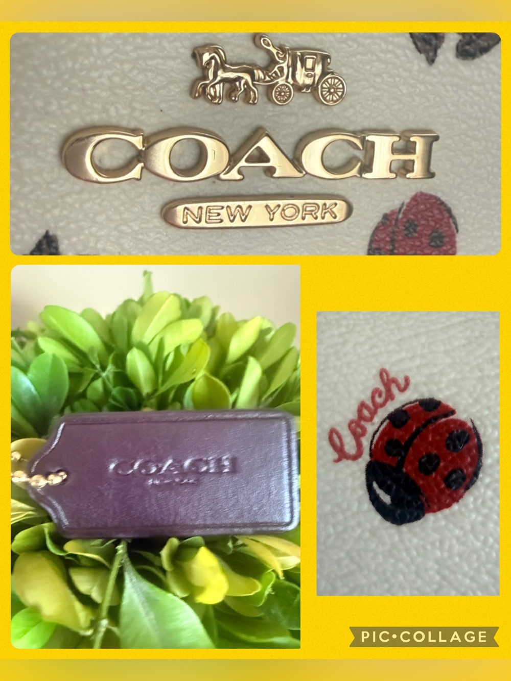COACH C7973 🐞Ladybug Floral Print🐞 JES BAGUETTE CROSSBODY BAG 🌟EUC🌟 - Picture 10 of 17
